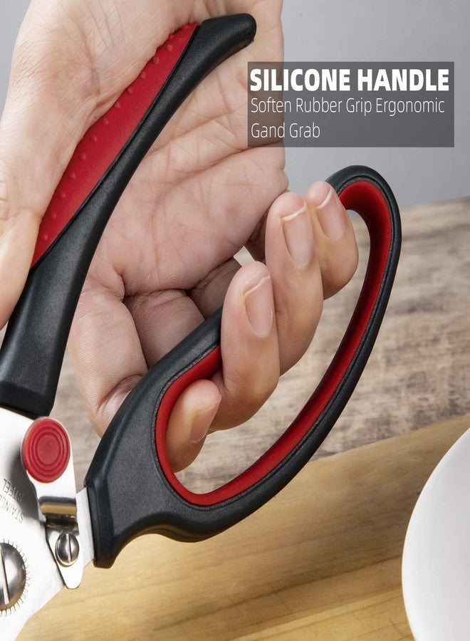 FS COOL Kitchen Poultry Shears : Multipurpose Heavy Duty & Stainless Steel with Safety Lock & Anti-Slip Handles Professional Scissor for Meat, Fish, Chicken, Bone and Much More (2-Piece) - Image 5